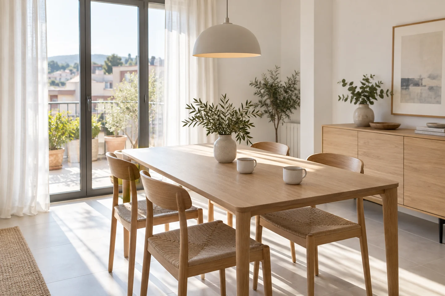 Comedor luminoso preparado para disfrutar en casa